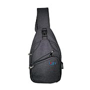 RUCSAC Sling Iggy, polyester,1 bretea, 1 compartiment principal,2 compartimente frontale, 32x16x6.9cm, mufa USB incarcare+cablu, gri,  IGSL-SLING-GY 