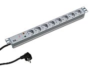 Prelungitor / PDU 19  1U, Intrare Schuko, Iesire 8x Schuko, Cablu 2m, Protectie la supratensiune