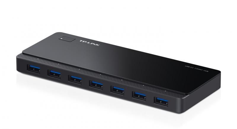 HUB extern TP-LINK, porturi USB: USB 3.0 x 7, conectare prin USB 3.0, alimentare retea 220 V, cablu 1 m, negru  UH700  (include timbru verde 1.5 lei) 42504067