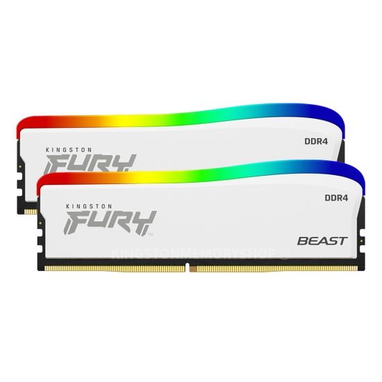 Memorie Kingston FURY Beast 32 GB DDR4 3600 MHz CL18, kit 2 x 16 GB, XMP 2.0, Alb, RGB