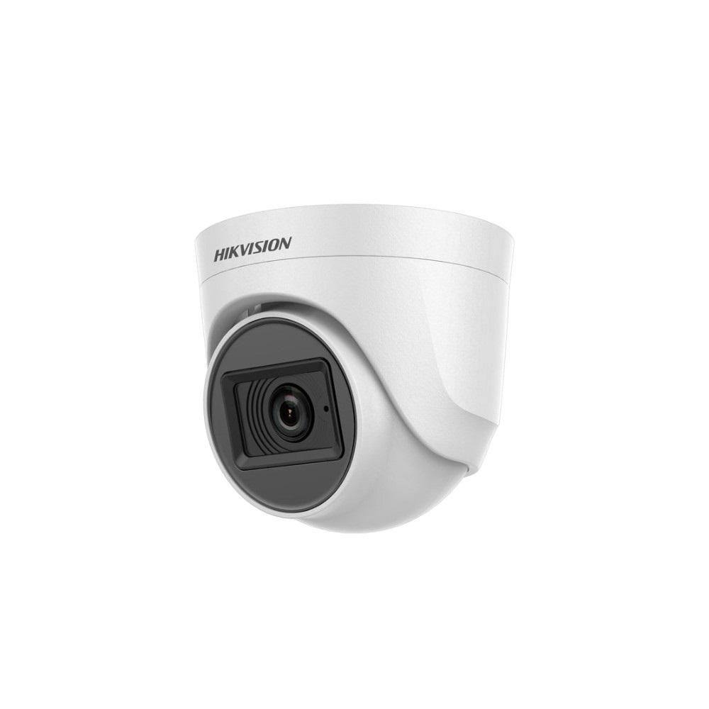 Camera supraveghere Hikvision Turbo HD dome DS-2CE76D0T-ITPFS(2.8mm) 2MP Audio over coaxial cable, microfon audio incorporat 2 MP CMOS rezolutie 1920 (H) × 1080 (V)@25fps iluminare: 0.01 Lux@(F1.2, AGC ON), 0 Lux with IR lentila: 2.8mm distanta IR: 20metri, Smart IR, horizontal FOV: 106.4°