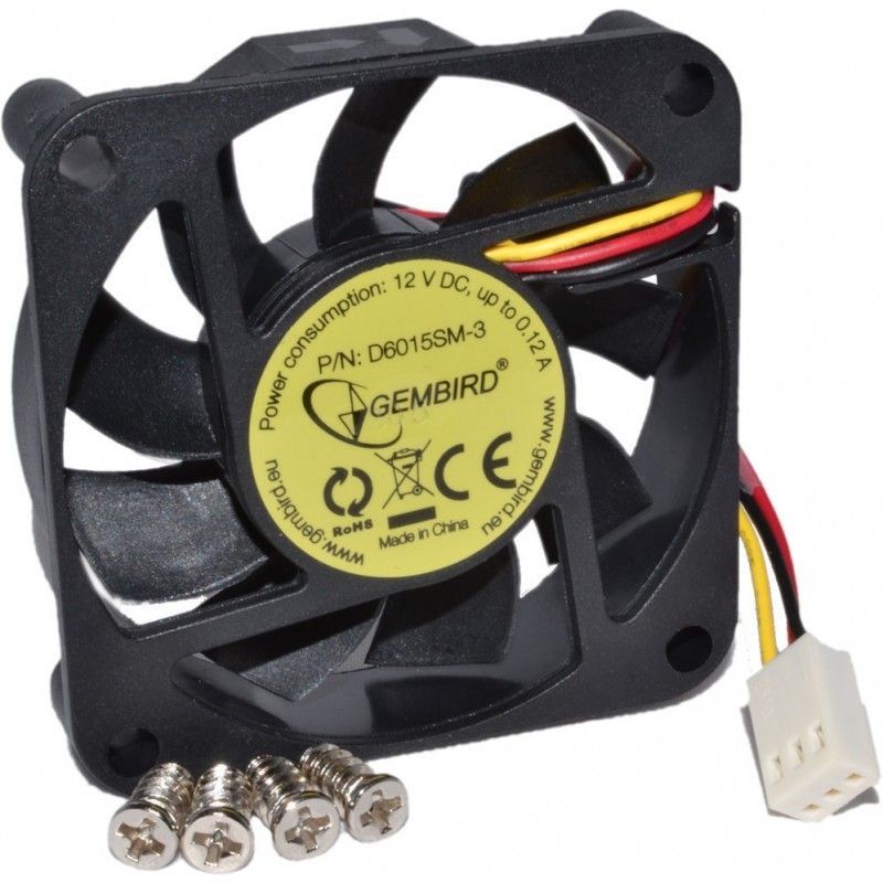 Gembird D6015SM-3 Cooler fan, 60x60x15 mm, sleeve bearing, medium speed, 3 pin connector, bulk package