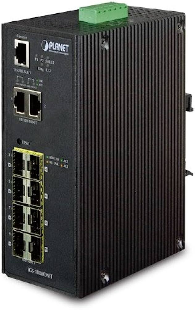 Planet IP30 Industrial 8* 100/1000F SFP + 2*10/100/1000T Full Managed Ethernet Switch (-40 to 75 deg