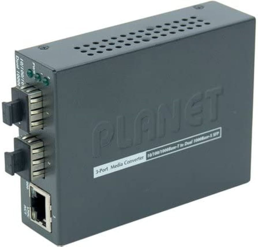 Planet 1-Port 10/100/1000Base-T - 2-Port Gigabit SFP Switch/Redundant Media Converter