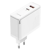INCARCATOR retea Baseus GaN5 Pro, Quick Charge 100W, 1 x USB, 1 x USB Type-C, include cablu USB Type-C la USB Type-C 100W 1m, alb  CCGP090202  (include timbru verde 0.75 lei) - 6932172608965