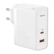 INCARCATOR retea Baseus GaN5 Pro, Quick Charge 100W, 1 x USB, 1 x USB Type-C, include cablu USB Type-C la USB Type-C 100W 1m, alb  CCGP090202  (include timbru verde 0.75 lei) - 6932172608965