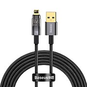 CABLU alimentare si date Baseus Explorer, Fast Charging Data Cable pt. smartphone, USB la Lightning Iphone 2.4A, 2m, Auto Power-Off, negru transparent  CATS000501  (include timbru verde 0.25 lei) - 6932172605773