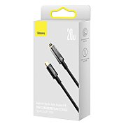 CABLU alimentare si date Baseus Explorer, Fast Charging Data Cable pt. smartphone, USB Type-C la Lightning Iphone 20W, 2m, Auto Power-Off, negru transparent  CATS000101  (include timbru verde 0.25 lei) - 6932172605681
