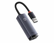 ADAPTOR RETEA Baseus Lite, USB 2.0 to RJ-45 10/100 Mbps Adapter, metalic, LED, gri  WKQX000013  (include TV 0.18lei) - 6932172606046