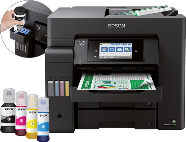 Imprimanta inkjet color Epson ET-5850, A4, duplex, USB 2.0, Wi-Fi, 32 ppm negru, 25 ppm color