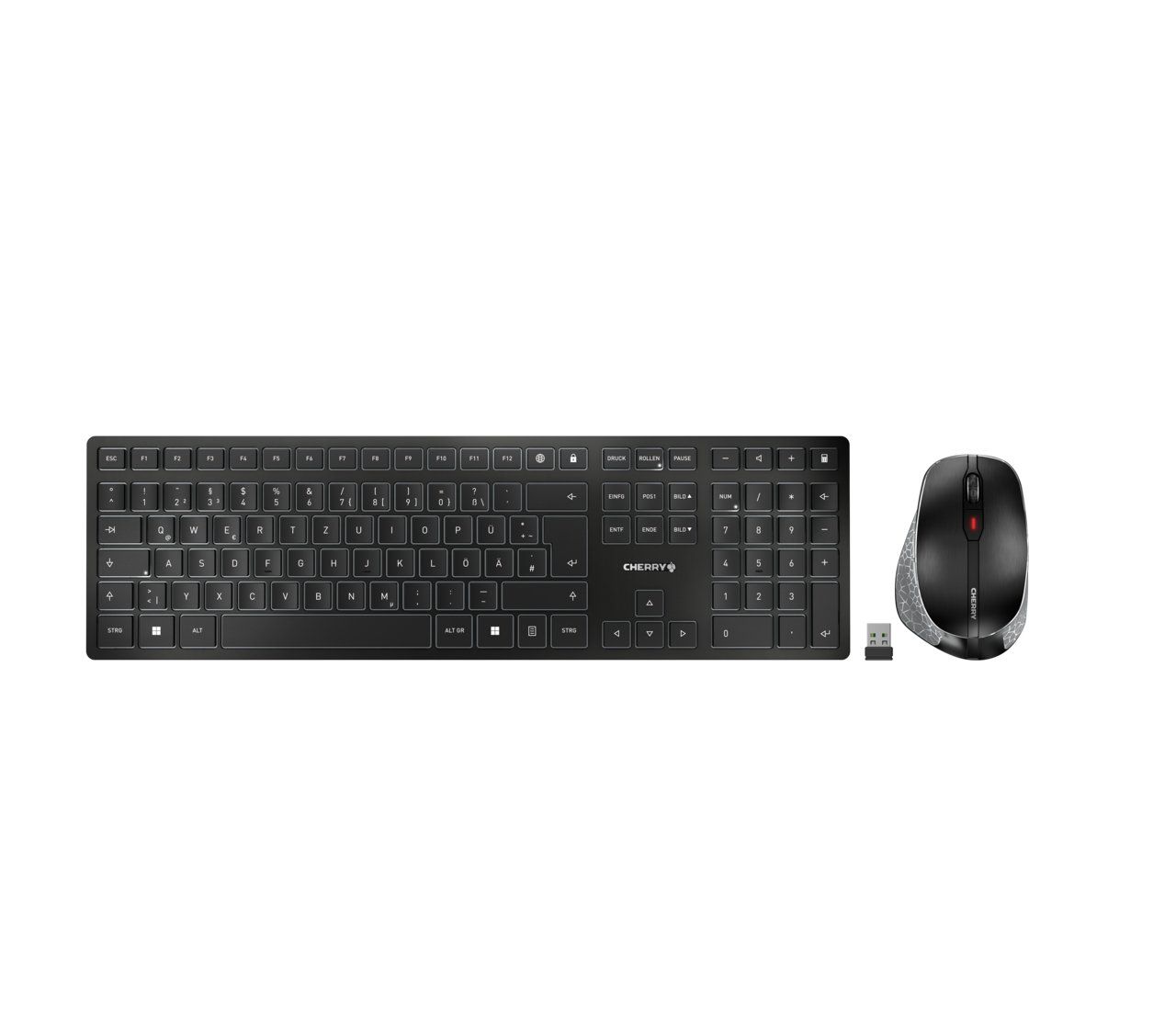 Cherry Desktop DW 9500 SLIM [DE] WL AES black/grey BT Lithium Akku - wochenlange Nutzung ohne Aufladung