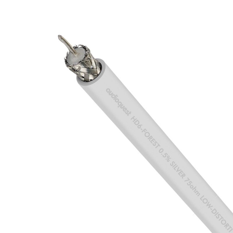 Cablu antena coaxial Audioquest HD6 Forest, 0.5% Argint, 75Ohmi (vanzare la metru) - culoare alba