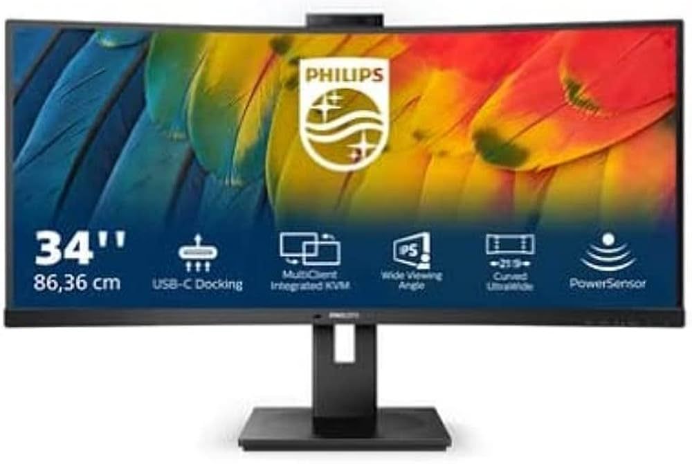 Monitor 34 inch WLED Philips 34B1U5600CH 3440 x 1440 pixeli, 100 Hz, 4 ms, Negru