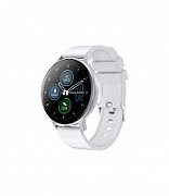 Smartwatch, Realtek 8762CK, 1.28 TFT 240x240px RAM : 160KB,  Lithium-ion polymer battery, 3.7V 190mAh Include, Silver Zinc alloy middle frame + plastic bottom case+ white Silicone strap + silver strap buckle, 44.9x 10.9mm, strap: 20x220mm, 50.64g