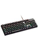 Wired black Mechanical keyboard With colorful lighting system104PCS rainbow backlight LED,also can custmized backlight,1.8M braided cable length,rubber feet,English layout double injection,Numbers 104 keys,keycaps,0.7kg, Size 429*124*35mm