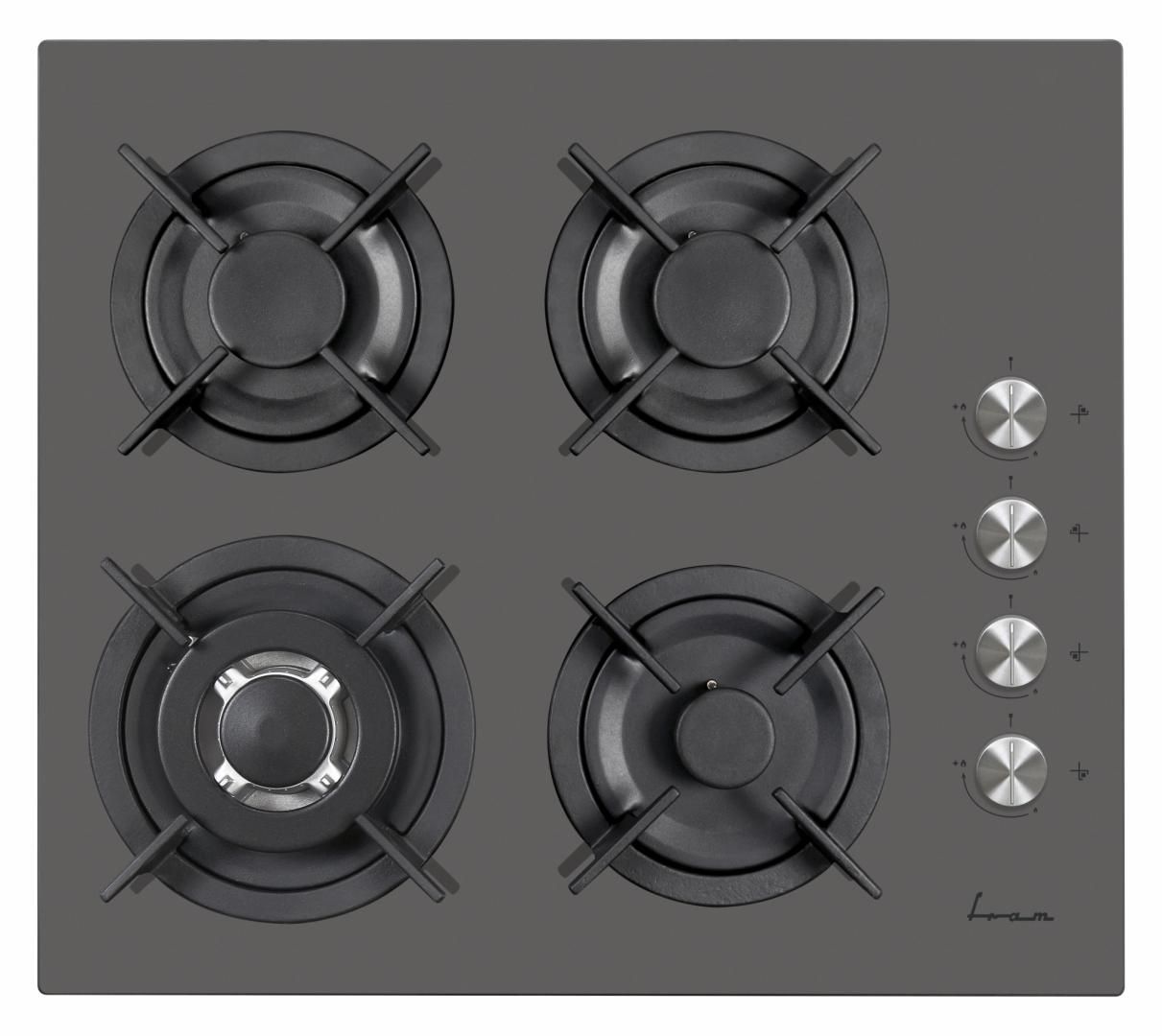 PLITA INCORPORABILA FRAM FBH-V4IWF-GVG, GAZ, 4 ARZATOARE, ARZATOR WOK, CONTROL LATERAL, APRINDERE ELECTRICA INTEGRATA, SISTEM SIGURANTA GAZ, GRATAR FONTA, DUZE INCLUSE, 58x51 cm,  STICLA GRI VICTORIA