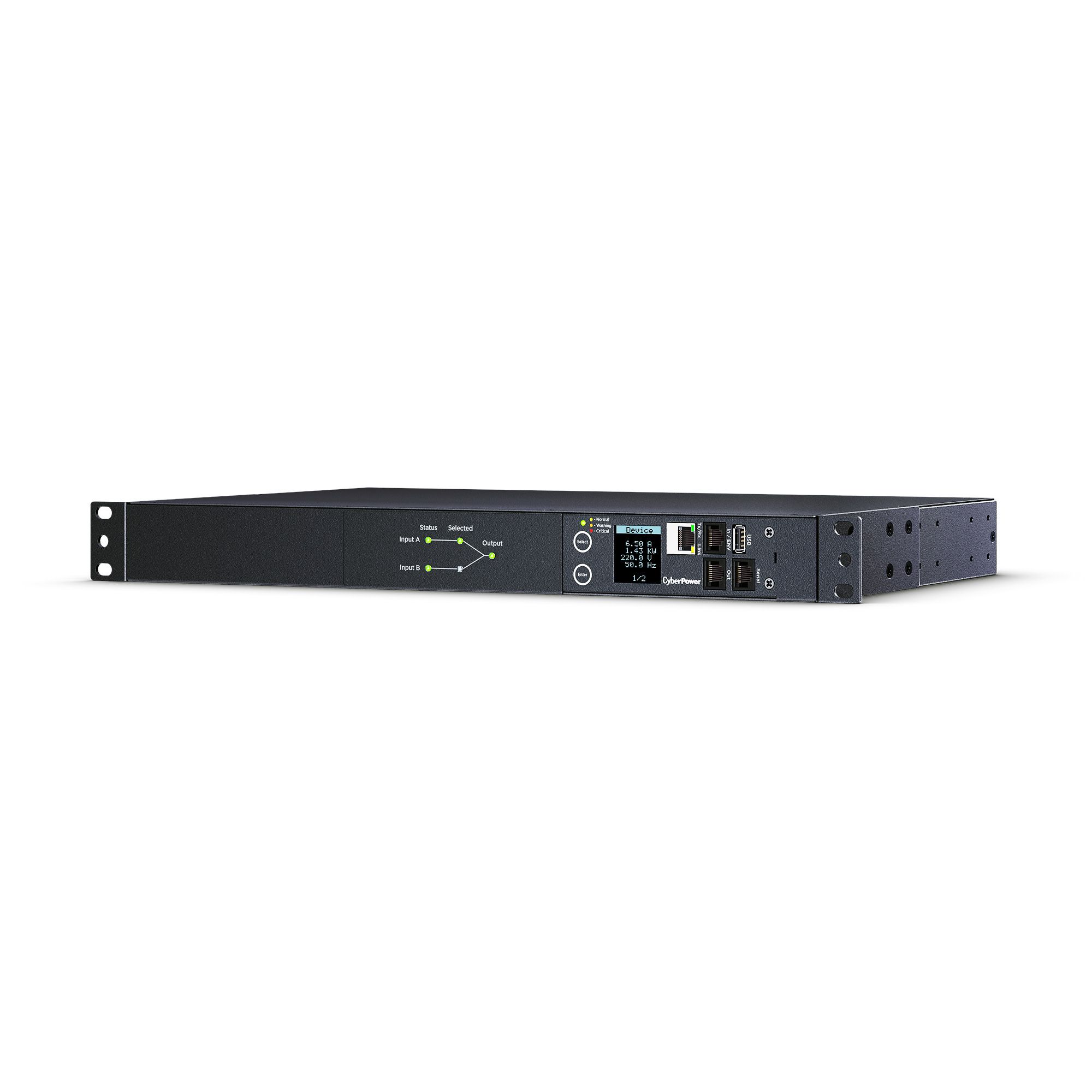 CYBERPOWER PDU44005 SWITCHED ATS 230V/16A 1U 8xIEC C13 2x IEC C19 Outlets