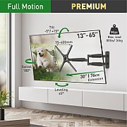 Suport TV plat/curbat de perete cu 2 brate Barkan BM464XL, 13 - 65 , Max 36kg, VESA 400x400, negru