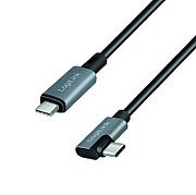 CABLU alimentare si date LOGILINK, pt. smartphone, USB 2.0, USB Type-C (T) la USB Type-C (T) la  90 grade, 2m, PD 100W, 2 x ecranat, plastic, negru,  CU0183  (include TV 0.06 lei)