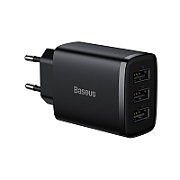 INCARCATOR retea Baseus Compact, Fast Charge 17W, 3 x USB 5V/2.1A, negru  CCXJ020101  (include TV 0.8lei) - 6932172606961