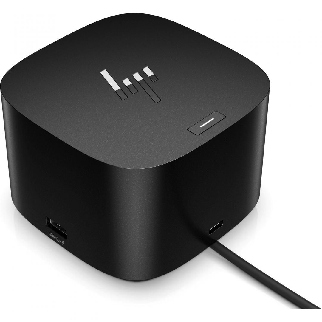 HP Dock Thunderbolt G4 120W, Porturi: 1x USB Type-C/ 4x USB-A 3.2/ 1x audio jack/2x DisplayPort 1.4/ 1x RJ-45/ 1xHDMI 2.0/ 1 x port USB-C DP alt mode 1 x port Thunderbolt 4, Dimensiuni:98 x 98 x 68 mm. Greutate: 0.68Kg.