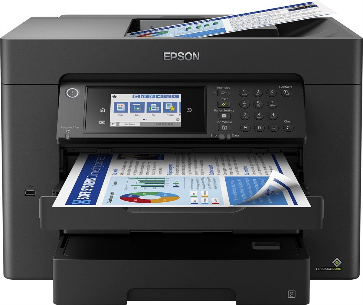 Imprimanta multifunctionala inkjet color Epson WF-7840DTWF, A3, duplex, ADF, USB 2.0, Wi-Fi, 25 ppm negru, 12 ppm color
