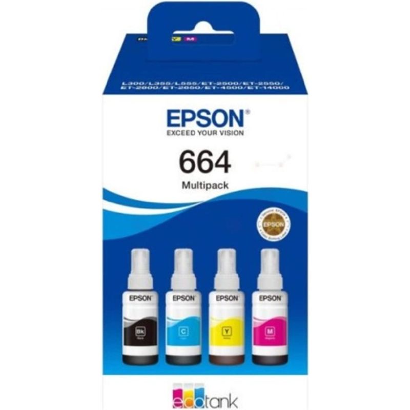 Cartus cerneala Epson C13T66464A ,Black/tri-color ,4 x 70 ml ,Original (664) 