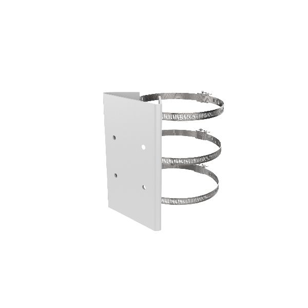 Hikvision horizontal pole mount, DS-1673ZJ Colour: white Material: Steel(mounting board) and Stainless Steel(clamp) Diameter of clamp: Φ67-127mm Match up with pendant mount.