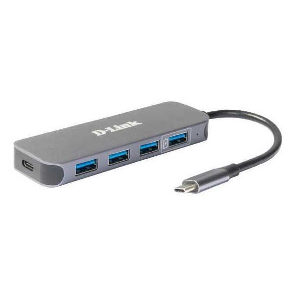 HUB extern D-LINK, porturi 3 x SuperSpeed USB 3.0, 1 x with Quick Charge, 1 x USB-C (Thunderbolt 3) port with data sync 60W, conectare prin USB Type C, cablu 10 cm, metalic, argintiu  DUB-2340  (include TV 0.8lei)
