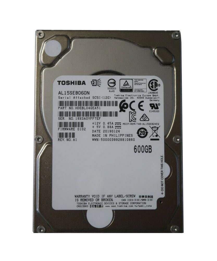 HDD Server Enterprise TOSHIBA 600GB AL15SE CMR 512n, 2.5'', 128MB, 10500RPM, SAS, SKU: HDEBL04GEA51F