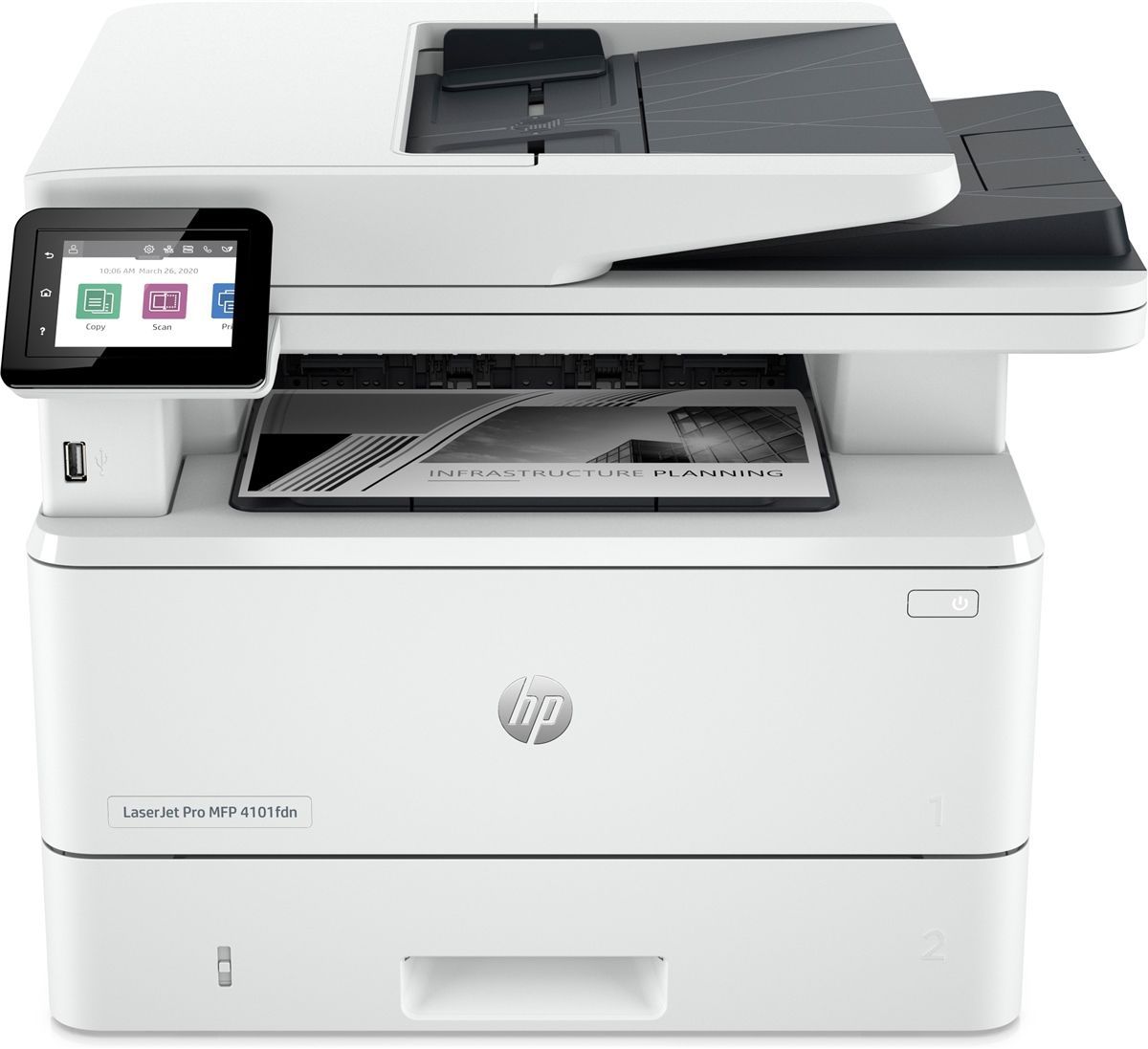 Imprimanta multifunctionala laser monocrom HP Pro 4102dw, A4, duplex, ADF, USB 2.0, Wi-Fi, Bluetooth, 40 ppm
