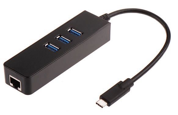 USB-C LAN adapter (USB3.1, type C, type C), IEEE802.3, 802.3u, 802.3ab (10Base-T, 100Base-TX, 1000BaseT) 1000 Mbps with HUB 3 ports
Packaging: blister 1 pc.