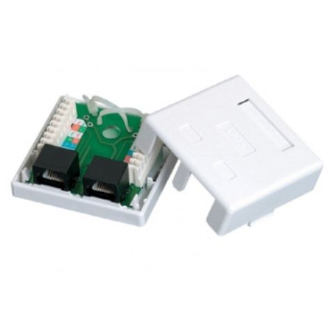 Double UTP RJ45 CAT6 socket, on plaster, white
Packaging: bulk 1pc.