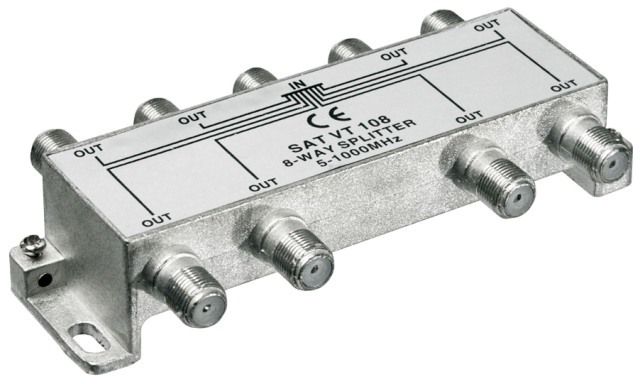 Indoor CATV splitter, 8 outputs, 5-1000MHz
Packaging: bulk 1 pc.