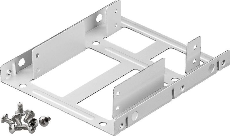Mounting support for 2 2.5&quot HDDs in a 3.5&quot rack
HDD / SSD 8.89 cm
Packaging: bulk 1 set.