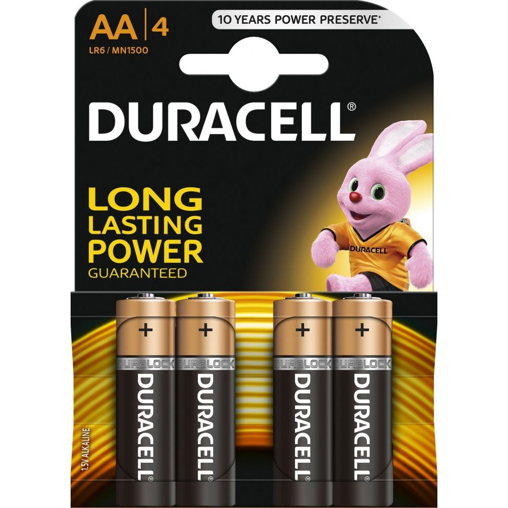 Alkaline battery Mignon (AA, R6) 1.5V MN1500 Duracell Basic
Packaging: blister 4 pcs.