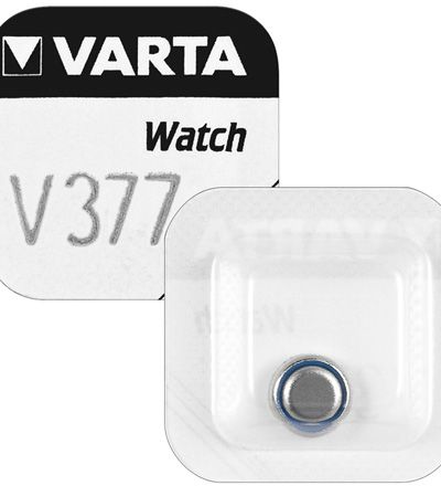 Silver oxide button battery V377/SR66 AG4 1.55V 24mAh Varta
- dimensions: 6.8 x 2.6mm
Packaging: blister 1 pc.