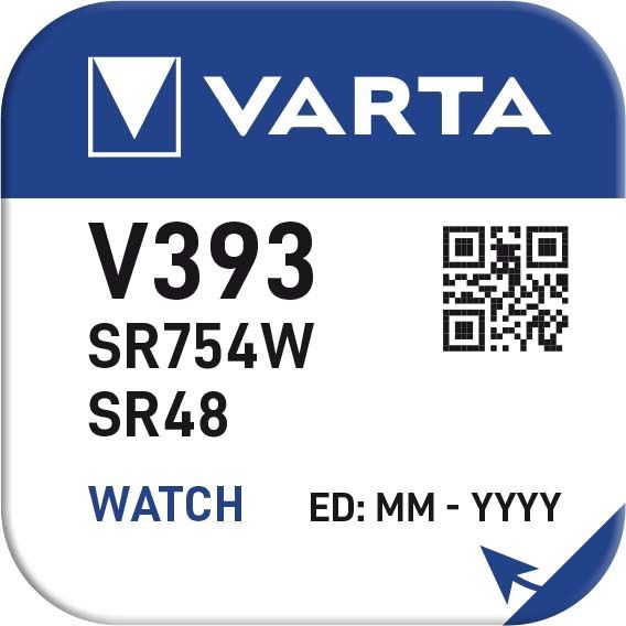 Silver oxide button battery V393/SR48 AG5 1.55V Varta
- dimensions: 7.9 x 5.4mm
Packaging: blister 1 pc.
