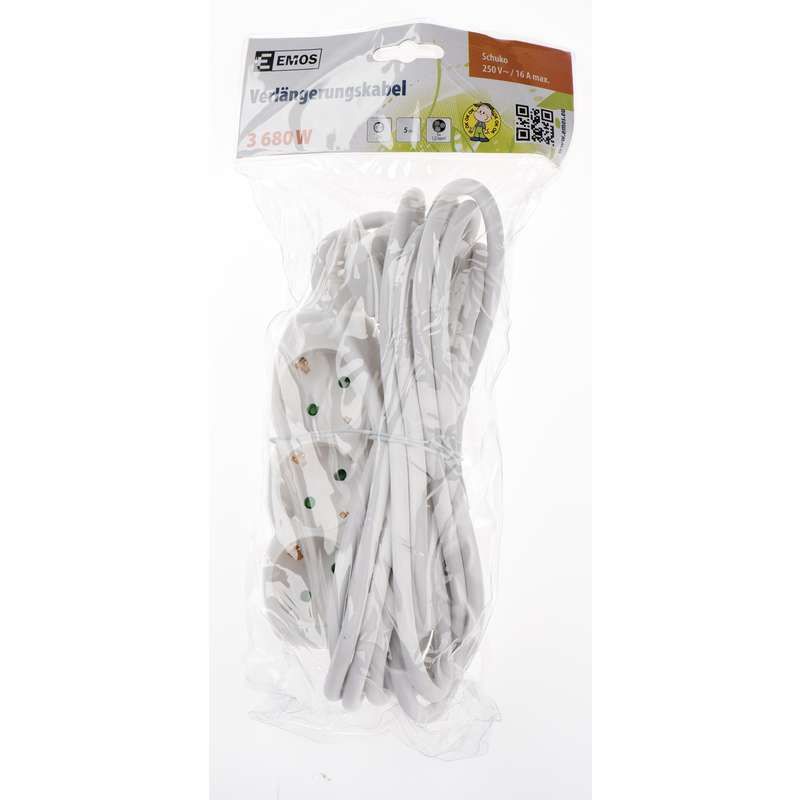 Extension cable 5m 3xSchuko, white
- protection for children
- max power: 3680W
- conductor: copper 1.5mm²
- approval: EC
Packaging: bulk 1 pc.