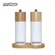  SET OF 2 MODERN SALT & PEPPER GRINDERS, 16 CM + BASE