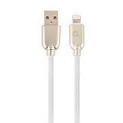 CABLU alimentare si date GEMBIRD, pt. smartphone, USB 2.0 (T) la Micro-USB 2.0 (T), 2m, premium, cablu din cauciuc, alb, conectori argintii,  CC-USB2R-AMmBM-2M-W  (include TV 0.06 lei)