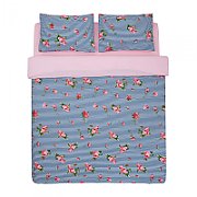  Double Bed Set
100% cotton, density 132 TC
Set containes 2 pillow cases 50x70 cm , one flat sheet 200x220 cm and one duvet cover 180x215 cm 
Closing system : envelop for pillow and buttons for duvet cover  