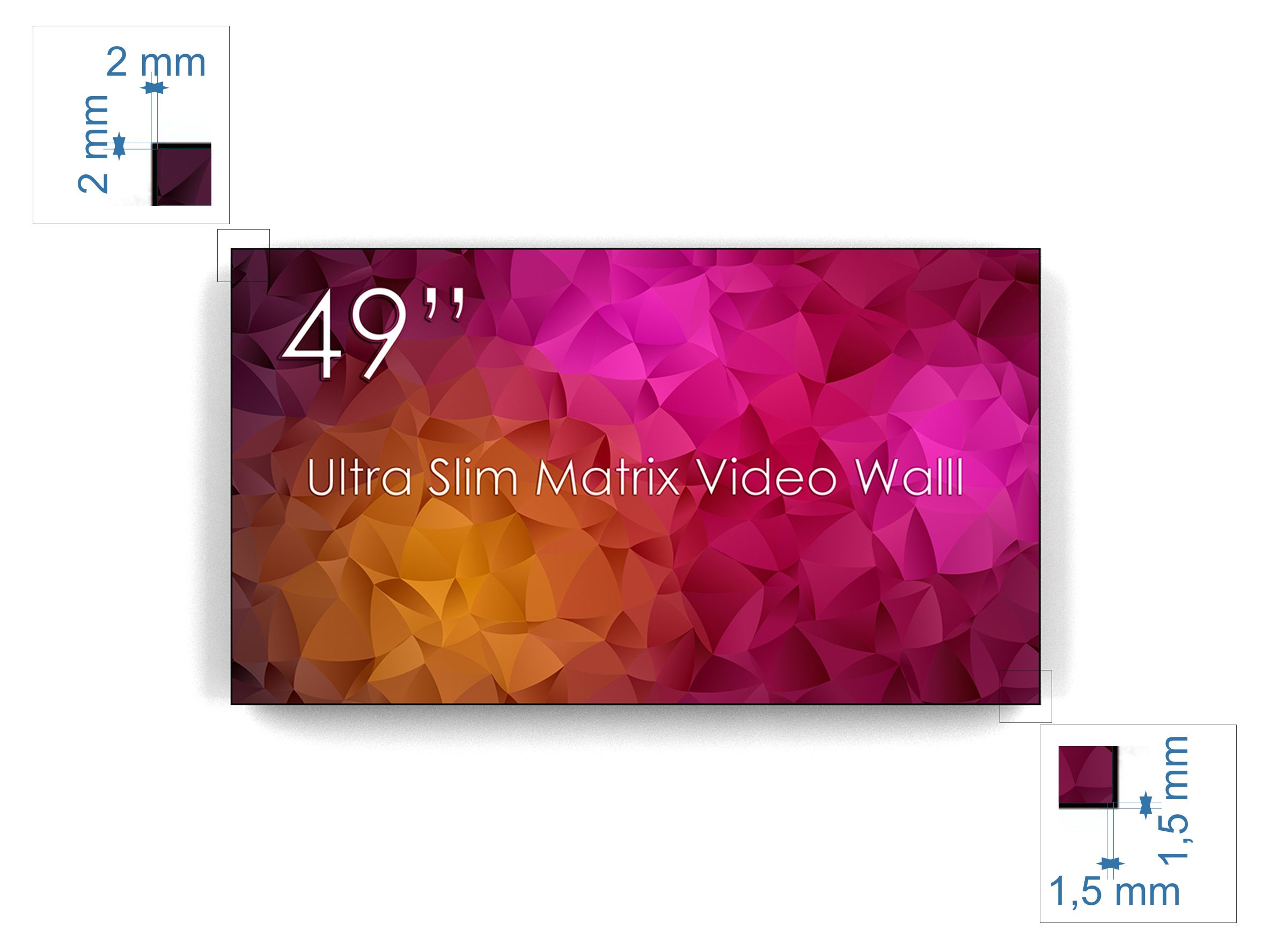 Display 49  SWEDX Ultra Matrix Videowall FULL HD, bezel 3.5mm
