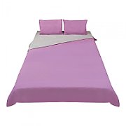 King Size bed set, 2 colors design, made of 100% cotton, density 144TC. Product dimensions: 2 pillow covers 50x70 cm, duvet cover sheet 200x220 cm, flat sheet 220x240 cm.