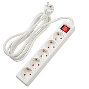 PRELUNGITOR SPACER, Schuko x 5, conectare prin Schuko (T), cablu 3 m, 16 A, max. 3500W, protectie supratensiune, protectie copii, alb,  PP-5-30  (include TV 0.8lei)