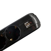 PRELUNGITOR SPACER, Schuko x 5, conectare prin Schuko (T), USB x 2, cablu 1.8 m, 16 A, max. 3500W, protectie supratensiune, negru,  PP-5-18B-USB  (include TV 0.8lei)