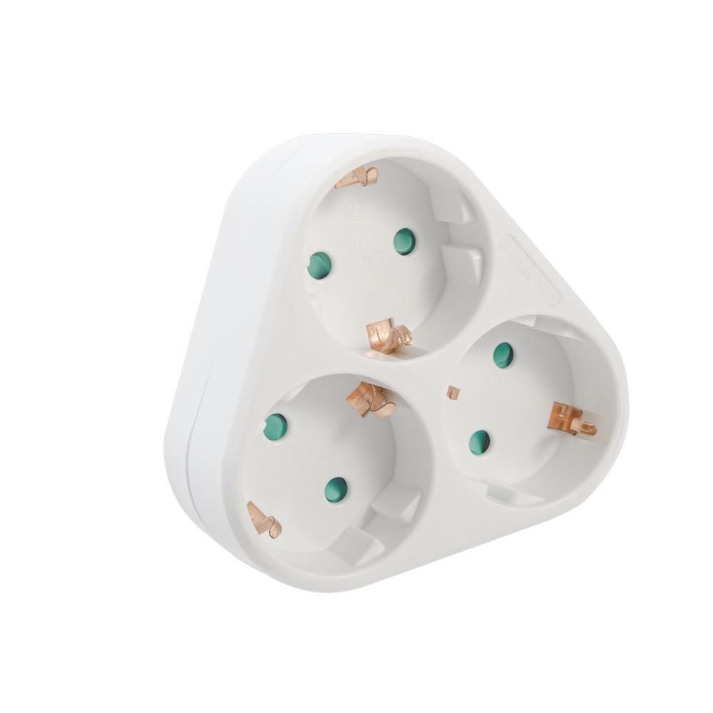 Triplu Stecher SPACER, Schuko, max 3500W, 16A, 3 prize Schuko, 1 stecher Schuko,  SPMS-3-WH  (incl. TV 0.80 RON)