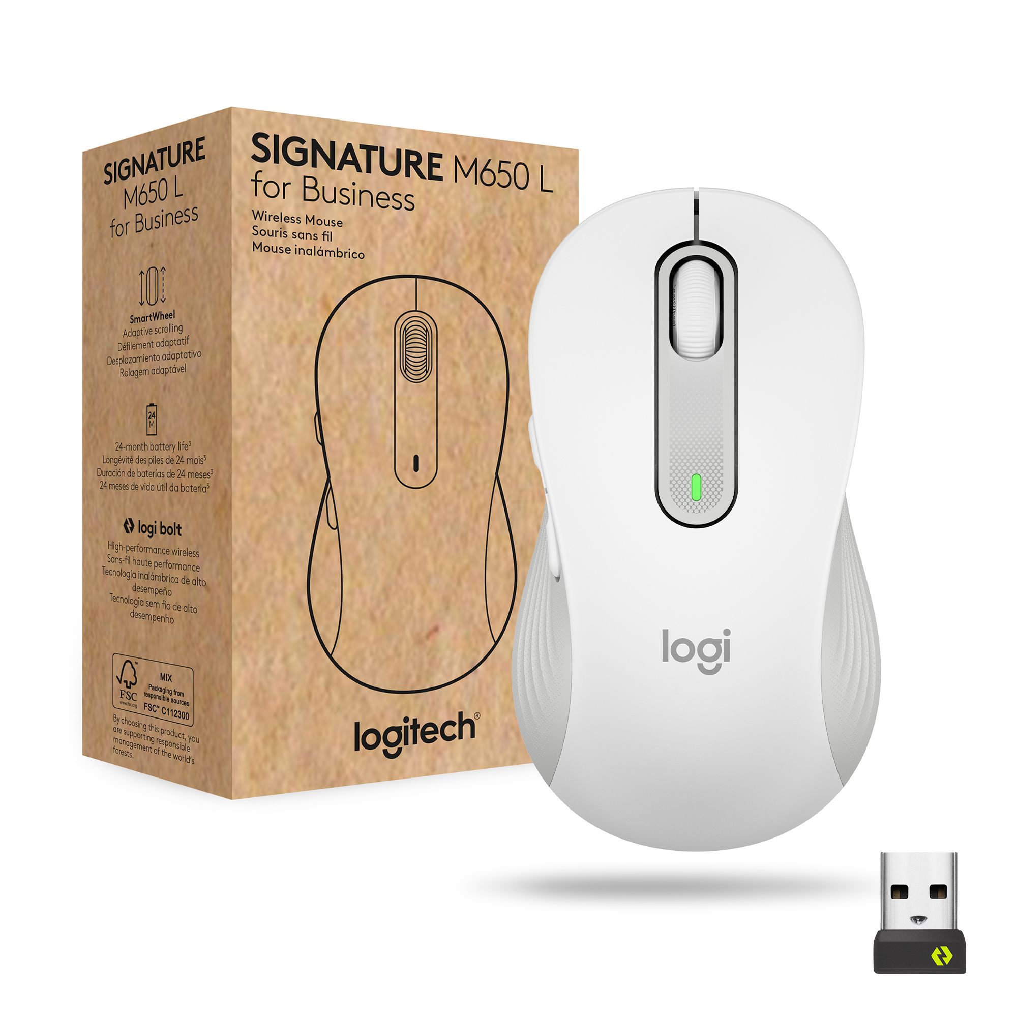 LOGITECH Signature M650 L Wireless Mouse for Business - OFF-WHITE - BT - EMEA - M650 L B2B
