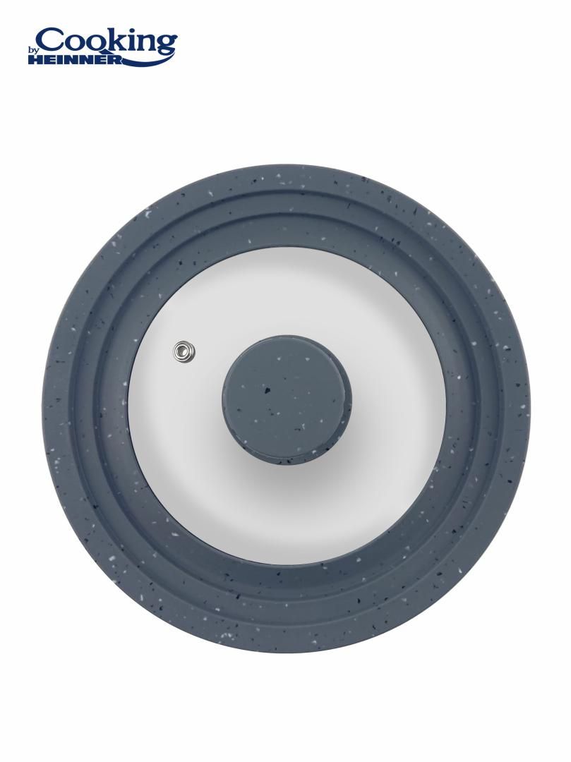 GLASS LID WITH ADJUSTABLE SILICONE EDGE ON 3 SIZES, 28/30/32 CM, Material: heat-resistant glass +  sicone for rim  and  handle Sizes: 28/30/32 cmWeight: 808 gr.The lid can be used in the oven up to 240°C and in the freezer up to -40°C .This lid is adaptable for the sizes : 28, 30 and 32 cm and can