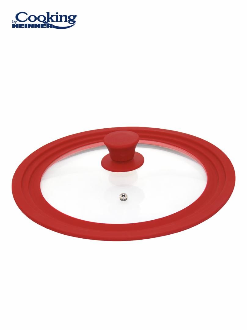 CAPAC STICLA CU MARGINE DIN SILICON AJUSTABILA PE 3 DIMENSIUNI 28/30/32 CM, ROSU, COOKING BY HEINNER